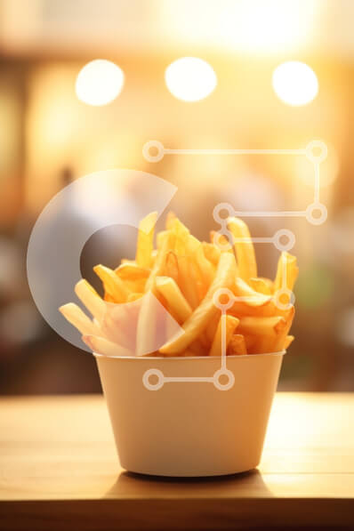 Intra Συλλεκτικό Ξύλινο Παζλ Plywood  4mm - Νόστιμες τηγανιτές πατάτες σε λευκό δοχείο Σε Ξύλινο Κουτί - Διαστάσεις: 10x10 cm – 25 κομμάτια