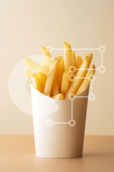 Intra Συλλεκτικό Ξύλινο Παζλ Plywood  4mm - Τραγανές τηγανιτές πατάτες σε λευκό δοχείο Σε Ξύλινο Κουτί - Διαστάσεις: 10x10 cm – 25 κομμάτια