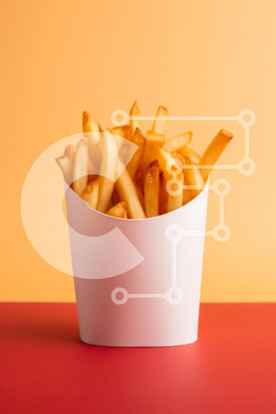 Intra Συλλεκτικό Ξύλινο Παζλ Plywood  4mm - Τραγανές τηγανιτές πατάτες σε λευκό δοχείο Σε Ξύλινο Κουτί - Διαστάσεις: 10x10 cm – 25 κομμάτια