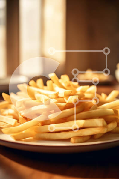 Intra Συλλεκτικό Ξύλινο Παζλ Plywood  4mm - Πιάτο με χρυσές τηγανιτές πατάτες Σε Ξύλινο Κουτί - Διαστάσεις: 10x10 cm – 25 κομμάτια