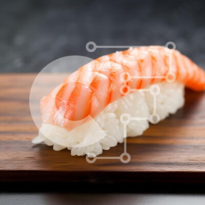 Intra Συλλεκτικό Ξύλινο Παζλ Plywood  4mm - Sushi Nigiri με σολομό σε ξύλινη σανίδα Σε Ξύλινο Κουτί - Διαστάσεις: 10x10 cm – 25 κομμάτια - Image 1