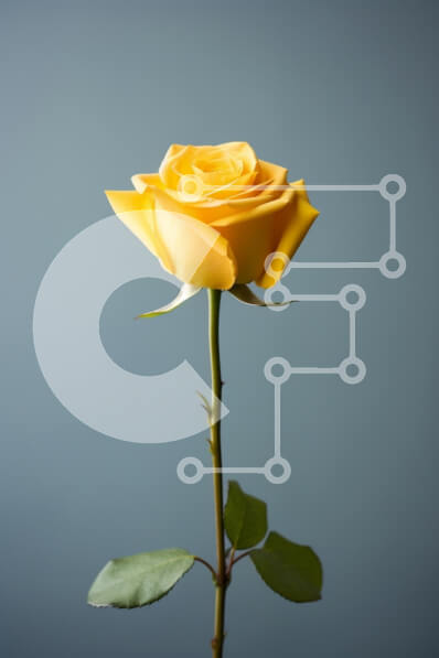 Intra Συλλεκτικό Ξύλινο Παζλ Plywood  4mm - Κίτρινο τριαντάφυλλο σε μπλε φόντο Σε Ξύλινο Κουτί - Διαστάσεις: 10x10 cm – 25 κομμάτια