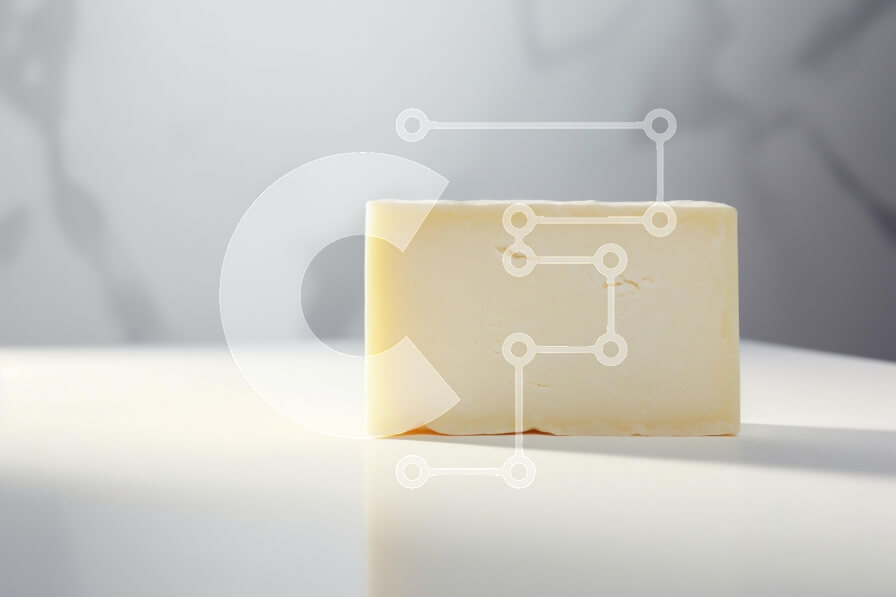 Intra Συλλεκτικό Ξύλινο Παζλ Plywood  4mm - Μπλοκ τυριού σε μια λευκή επιφάνεια Σε Ξύλινο Κουτί - Διαστάσεις: 10x10 cm – 25 κομμάτια