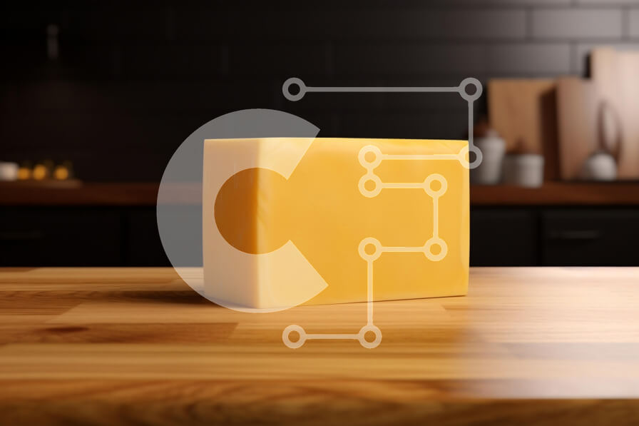 Intra Συλλεκτικό Ξύλινο Παζλ Plywood  4mm - Μπλοκ κίτρινου τυριού σε ξύλινο πάγκο Σε Ξύλινο Κουτί - Διαστάσεις: 10x10 cm – 25 κομμάτια