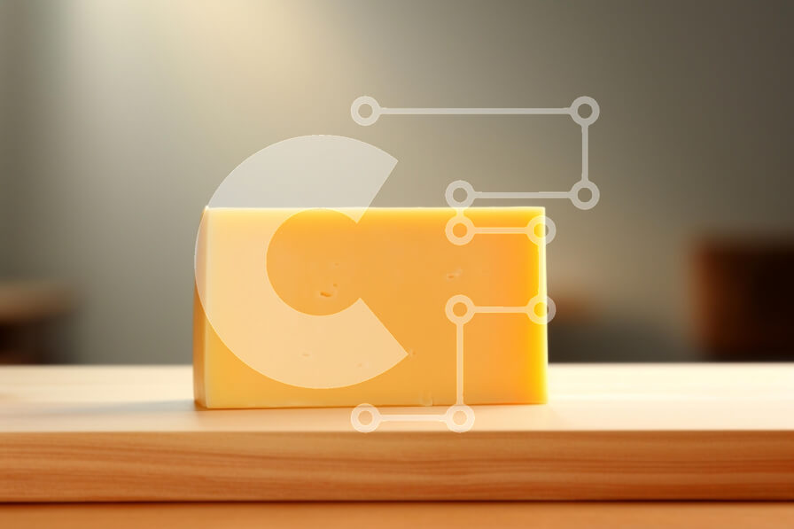 Intra Συλλεκτικό Ξύλινο Παζλ Plywood  4mm - Μπλοκ κίτρινου τυριού σε ξύλινη επιφάνεια Σε Ξύλινο Κουτί - Διαστάσεις: 10x10 cm – 25 κομμάτια