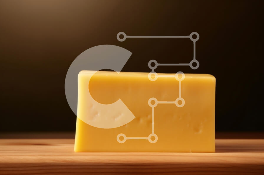 Intra Συλλεκτικό Ξύλινο Παζλ Plywood  4mm - Μπλοκ κίτρινου τυριού σε ξύλινη επιφάνεια Σε Ξύλινο Κουτί - Διαστάσεις: 10x10 cm – 25 κομμάτια