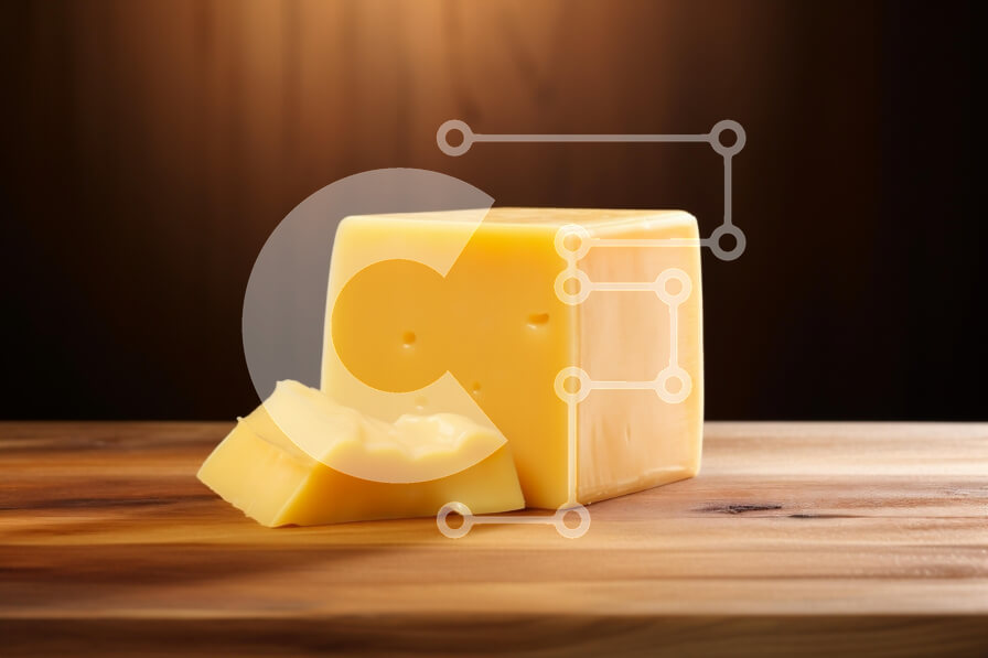 Intra Συλλεκτικό Ξύλινο Παζλ Plywood  4mm - Μπλοκ κίτρινου τυριού σε ξύλινη επιφάνεια Σε Ξύλινο Κουτί - Διαστάσεις: 10x10 cm – 25 κομμάτια