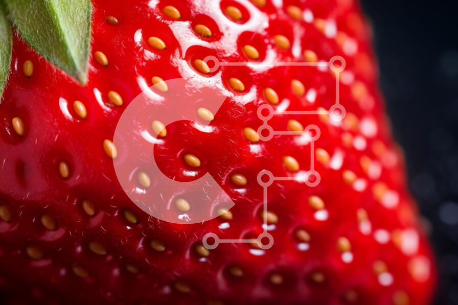 Intra Συλλεκτικό Ξύλινο Παζλ Plywood  4mm - Κοντινό πλάνο μιας ώριμης φράουλας σε σκούρο φόντο Σε Ξύλινο Κουτί - Διαστάσεις: 10x10 cm – 25 κομμάτια