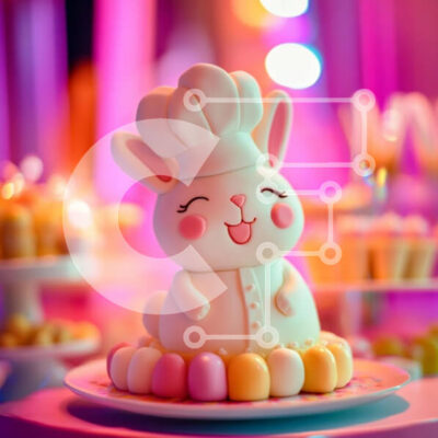 Intra Συλλεκτικό Ξύλινο Παζλ Plywood 4mm - Happy Bunny Chef Cake Σε Ξύλινο Κουτί - Διαστάσεις: 10x10 cm – 25 κομμάτια - Image 1