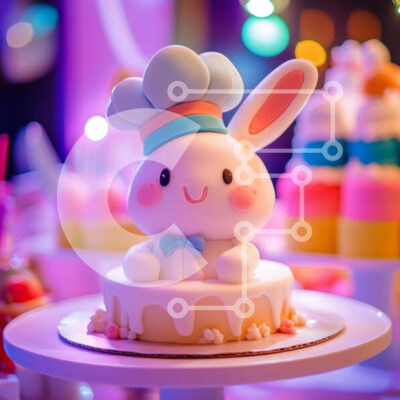 Intra Συλλεκτικό Ξύλινο Παζλ Plywood  4mm - Χαριτωμένο κέικ σεφ λαγουδάκι Σε Ξύλινο Κουτί - Διαστάσεις: 10x10 cm – 25 κομμάτια - Image 1