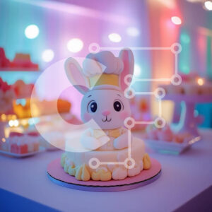 Intra Συλλεκτικό Ξύλινο Παζλ Plywood  4mm - Υπέροχη τούρτα σεφ με κουνέλι Σε Ξύλινο Κουτί - Διαστάσεις: 10x10 cm – 25 κομμάτια