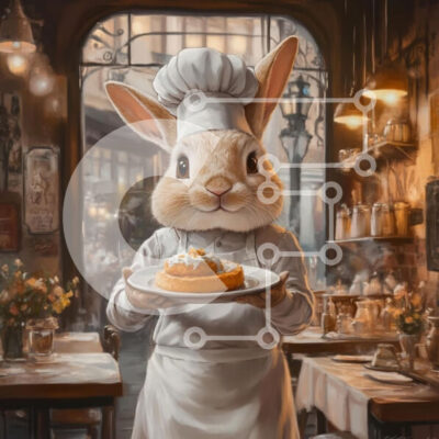 Intra Συλλεκτικό Ξύλινο Παζλ Plywood  4mm - Ο ιδιότροπος σεφ κουνέλι στο Cozy Caf� Σε Ξύλινο Κουτί - Διαστάσεις: 10x10 cm – 25 κομμάτια - Image 1