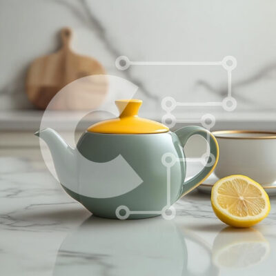 Intra Συλλεκτικό Ξύλινο Παζλ Plywood  4mm - Κομψή Τσαγιέρα με Λεμόνι Σε Ξύλινο Κουτί - Διαστάσεις: 10x10 cm – 25 κομμάτια - Image 1