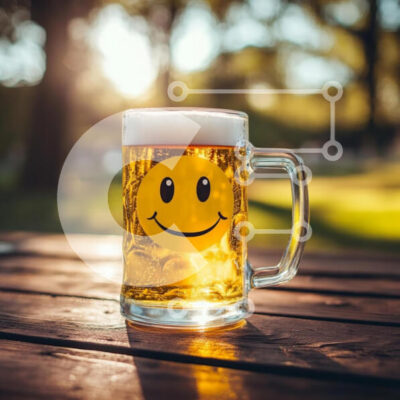 Intra Συλλεκτικό Ξύλινο Παζλ Plywood 4mm - Χαρούμενη μπύρα με χαμογελαστό πρόσωπο σε φυσικό περιβάλλον Σε Ξύλινο Κουτί - Διαστάσεις: 10x10 cm – 25 κομμάτια - Image 1