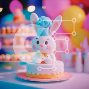 Intra Συλλεκτικό Ξύλινο Παζλ Plywood  4mm - Υπέροχη τούρτα σεφ με κουνέλι Σε Ξύλινο Κουτί - Διαστάσεις: 10x10 cm – 25 κομμάτια