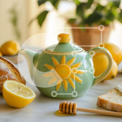 Intra Συλλεκτικό Ξύλινο Παζλ Plywood  4mm - Γοητευτική τσαγιέρα με σχέδιο ηλίανθου Σε Ξύλινο Κουτί - Διαστάσεις: 10x10 cm – 25 κομμάτια - Image 1