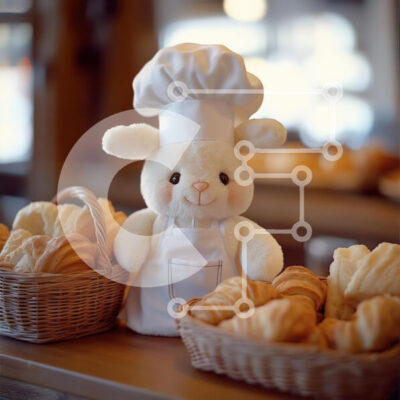 Intra Συλλεκτικό Ξύλινο Παζλ Plywood 4mm - Λαγουδάκι σεφ με ψωμιά Σε Ξύλινο Κουτί - Διαστάσεις: 10x10 cm – 25 κομμάτια - Image 1