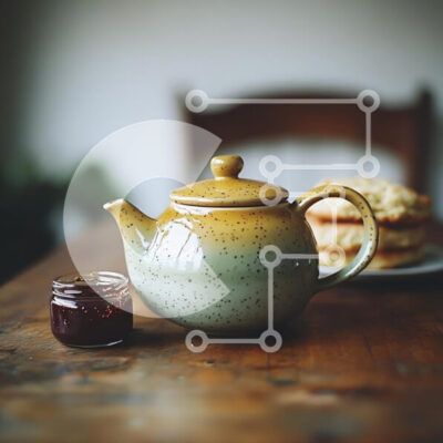 Intra Συλλεκτικό Ξύλινο Παζλ Plywood  4mm - Cozy Tea Time Setup με Teapot και Scones Σε Ξύλινο Κουτί - Διαστάσεις: 10x10 cm – 25 κομμάτια - Image 1