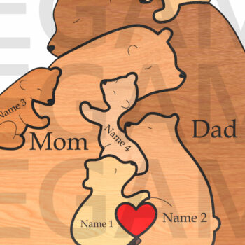 Intra απο ξύλο plywood 3mm-4mm πάχος Bear Family Puzzle με παιδικά ονόματα Δίασταση 15x15 cm INTRAFABR-121582283 - Image 1