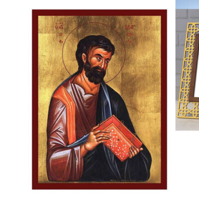 Εικόνα Ορθοδοξίας Πολυτελείας με σχεδιο Σταυρούς μαζι με Βάση σε 8 χρώματα με περίγραμμα χρυσό σε ξύλο Plywood (Πλακάζ) με βάση Εικόνα Αγίου Μάρκου του Ευαγγελιστή, Χειροποίητη Βυζαντινή εικόνα του Αγίου Μάρκου, Κρεμαστή πλάκα θρησκευτικής τέχνης, χριστιανικό δώρο Διάσταση 40x30 cm (15,8 x 11,8 ίντσες)INTRAEK3kadro3211-43216723708 - Image 1