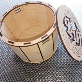 Intra απο ξύλο plywood 3mm-4mm πάχος - Στρογγυλό κουτί τσαγιού Δίασταση 30x30 cm Intraeaxys-67wlr881 - Image 1