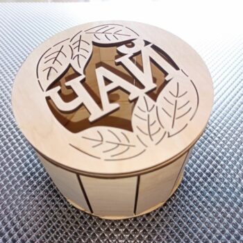 Intra απο ξύλο plywood 3mm-4mm πάχος - Στρογγυλό κουτί τσαγιού Δίασταση 30x30 cm Intraeaxys-67wlr881 - Image 3