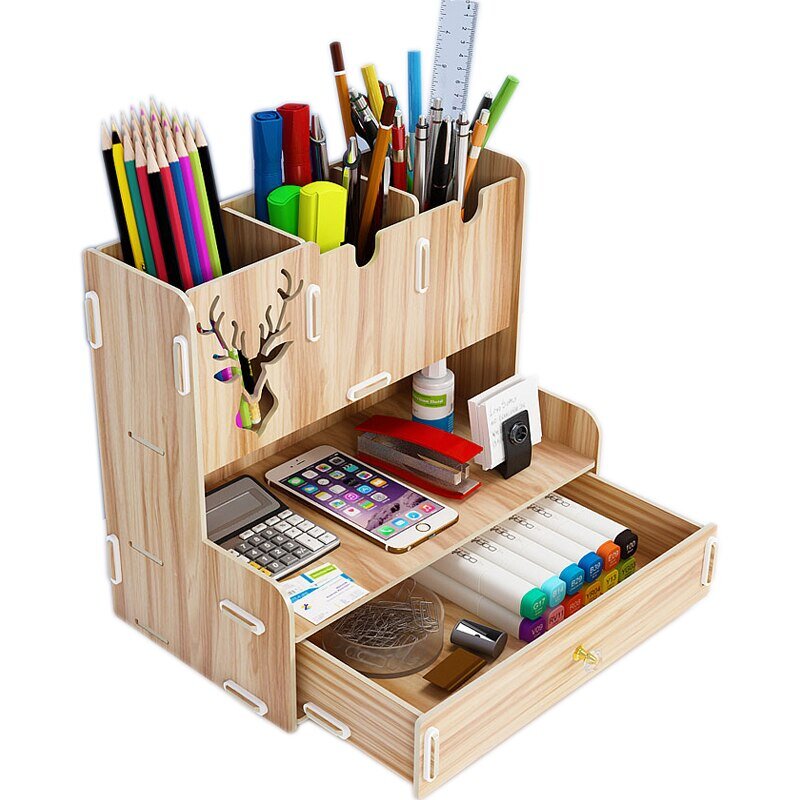 Intra απο ξύλο plywood 3mm-4mm πάχος - Desktop Organizer Πολυλειτουργική θήκη για στυλό Επιτραπέζια σταθερή βάση αποθήκευσης για το γραφείο στο σπίτι Δίασταση 40x50 cm Intraeaxys-075y9z8o