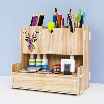Intra απο ξύλο plywood 3mm-4mm πάχος - Desktop Organizer Πολυλειτουργική θήκη για στυλό Επιτραπέζια σταθερή βάση αποθήκευσης για το γραφείο στο σπίτι Δίασταση 40x50 cm Intraeaxys-075y9z8o - Image 3