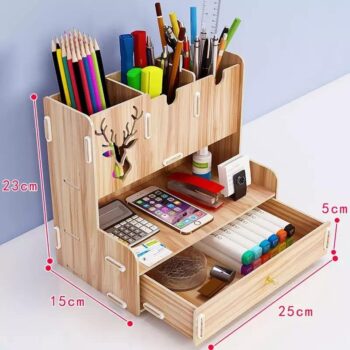 Intra απο ξύλο plywood 3mm-4mm πάχος - Desktop Organizer Πολυλειτουργική θήκη για στυλό Επιτραπέζια σταθερή βάση αποθήκευσης για το γραφείο στο σπίτι Δίασταση 40x50 cm Intraeaxys-075y9z8o - Image 4