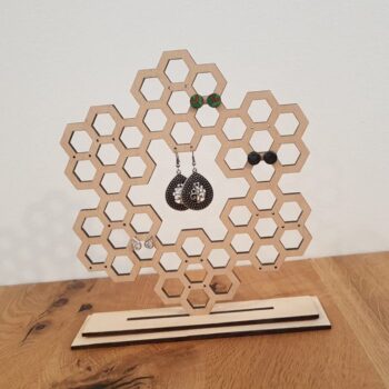 Intra απο ξύλο plywood 3mm-4mm πάχος - Honeycomb Earring Organizer Earring Display Δίασταση 3x3 cm Intraeaxys-ro66d03o - Image 1