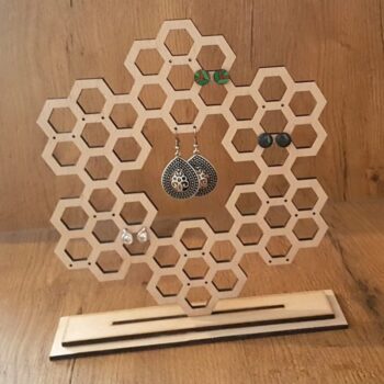Intra απο ξύλο plywood 3mm-4mm πάχος - Honeycomb Earring Organizer Earring Display Δίασταση 3x3 cm Intraeaxys-ro66d03o - Image 4