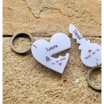 Intra απο ξύλο plywood 3mm-4mm πάχος - Μπρελόκ Γάμου Ζευγάρι Κλειδί Καρδιά Σχήμα Ζευγάρι Μπρελόκ Δίασταση 5x5 cm Intraeaxys-eo4nym97 - Image 4