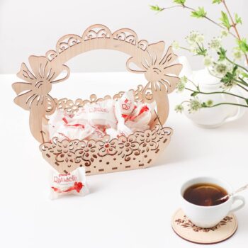 Intra απο ξύλο plywood 3mm-4mm πάχος - Διακοσμητικό καλάθι με καραμέλα Gourmet σοκολατένιο καλάθι δώρου για το Πάσχα Δίασταση 30x30 cm Intraeaxys-zo9y65y7 - Image 3