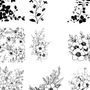 Intra απο ξύλο plywood 3mm-4mm πάχος – Ntricate Μαύρο και άσπρο Floral  Γ Δίασταση  20x20 cm INTRAFABR-116611334 - Image 1