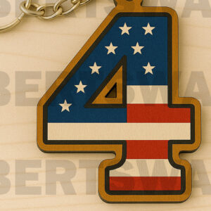 Intra απο ξύλο plywood 3mm-4mm πάχος – Number 4 USA Keychain Δίασταση  5x5 cm INTRAFABR-122880653
