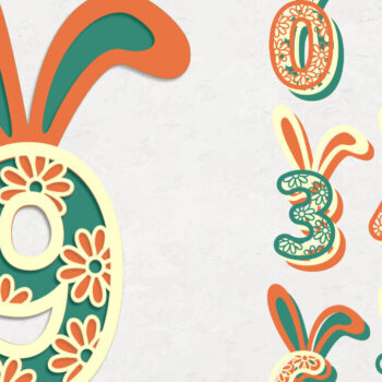 Intra απο ξύλο plywood 3mm-4mm πάχος – Αριθμοί με λουλούδια και αυτιά λαγουδάκι Δίασταση  20x20 cm INTRAFABR-115565590 - Image 1