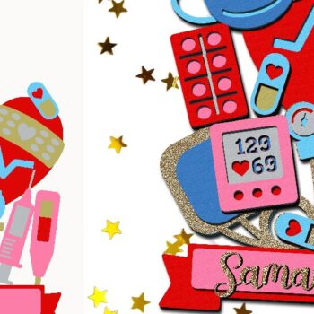 Intra απο ξύλο plywood 3mm-4mm πάχος – Nurse Cake Topper 3D Δίασταση  20x20 cm INTRAFABR-116482078 - Image 1