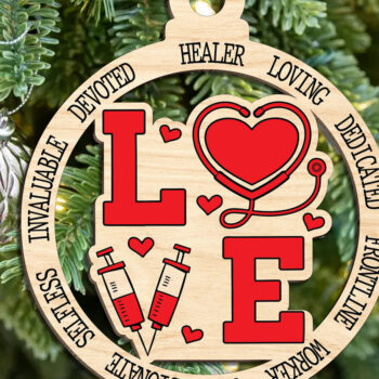 Intra απο ξύλο plywood 3mm-4mm πάχος – Χριστουγεννιάτικο στολίδι νοσοκόμας Δίασταση  20x20 cm INTRAFABR-104705935 - Image 1