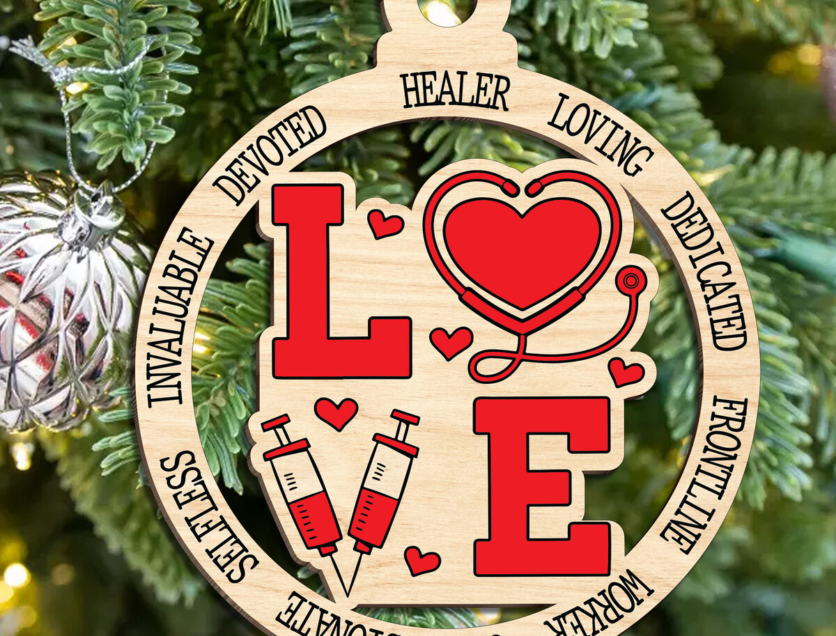 Intra απο ξύλο plywood 3mm-4mm πάχος – Χριστουγεννιάτικο στολίδι νοσοκόμας Δίασταση  20x20 cm INTRAFABR-104705935