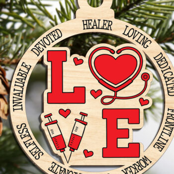 Intra απο ξύλο plywood 3mm-4mm πάχος – Χριστουγεννιάτικο στολίδι νοσοκόμας Δίασταση  20x20 cm INTRAFABR-104705935 - Image 2