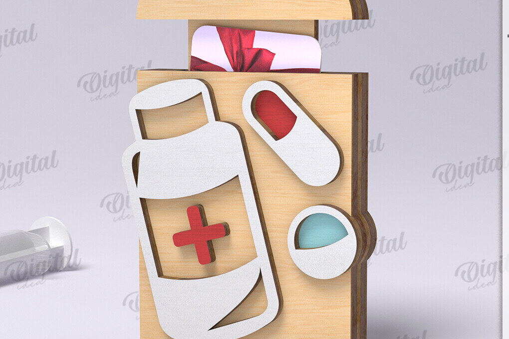 Intra απο ξύλο plywood 3mm-4mm πάχος – Θήκη δώρου κάρτας νοσοκόμας Δίασταση  20x20 cm INTRAFABR-119721719