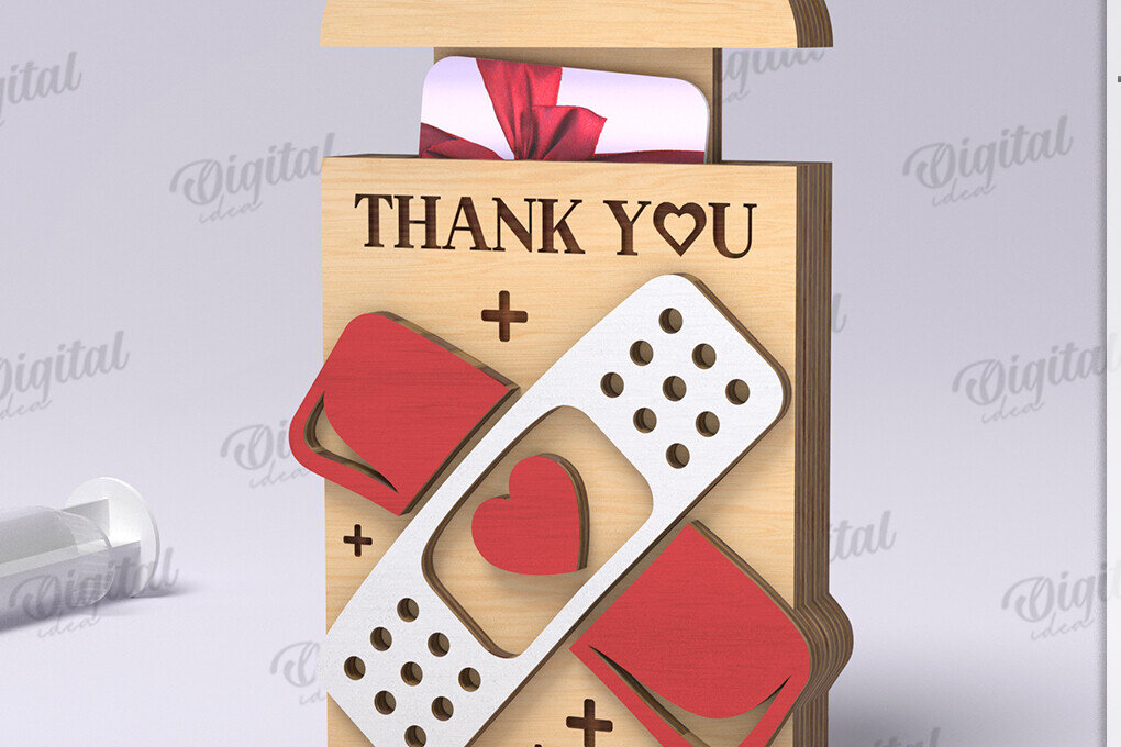 Intra απο ξύλο plywood 3mm-4mm πάχος – Θήκη δώρου κάρτας νοσοκόμας Δίασταση  20x20 cm INTRAFABR-119721553