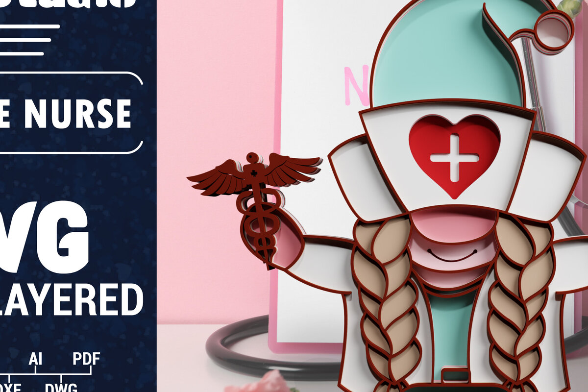 Intra απο ξύλο plywood 3mm-4mm πάχος – Κοπή χαρτιού πολλαπλών στρώσεων Nurse Gnome Δίασταση  20x20 cm INTRAFABR-70949809