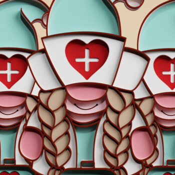 Intra απο ξύλο plywood 3mm-4mm πάχος – Nurse Gnome Multilayered PaperCut Bundle Δίασταση  20x20 cm INTRAFABR-72776776 - Image 1