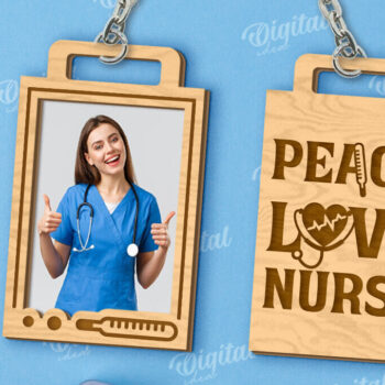 Intra απο ξύλο plywood 3mm-4mm πάχος – Μπρελόκ Νοσοκόμα με κοπή λέιζερ φωτογραφιών Δίασταση  5x5 cm INTRAFABR-118278552 - Image 1