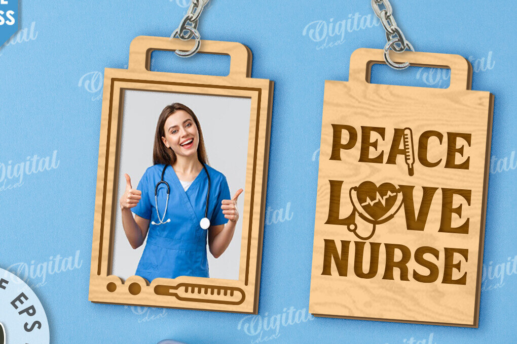 Intra απο ξύλο plywood 3mm-4mm πάχος – Μπρελόκ Νοσοκόμα με κοπή λέιζερ φωτογραφιών Δίασταση  5x5 cm INTRAFABR-118278552