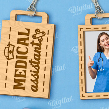 Intra απο ξύλο plywood 3mm-4mm πάχος – Μπρελόκ Νοσοκόμα με κοπή λέιζερ φωτογραφιών Δίασταση  5x5 cm INTRAFABR-118278664 - Image 1