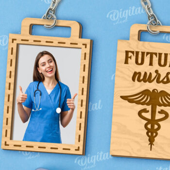 Intra απο ξύλο plywood 3mm-4mm πάχος – Μπρελόκ Νοσοκόμα με κοπή λέιζερ φωτογραφιών Δίασταση 5x5 cm INTRAFABR-118278714 - Image 1