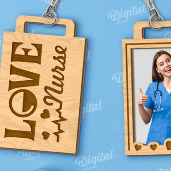 Intra απο ξύλο plywood 3mm-4mm πάχος – Μπρελόκ Νοσοκόμα με κοπή λέιζερ φωτογραφιών Δίασταση 5x5 cm INTRAFABR-118278837 - Image 1