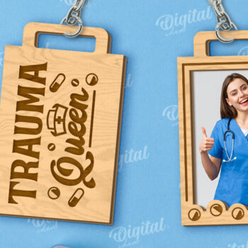 Intra απο ξύλο plywood 3mm-4mm πάχος – Μπρελόκ Νοσοκόμα με κοπή λέιζερ φωτογραφιών Δίασταση 5x5 cm INTRAFABR-118278974 - Image 1